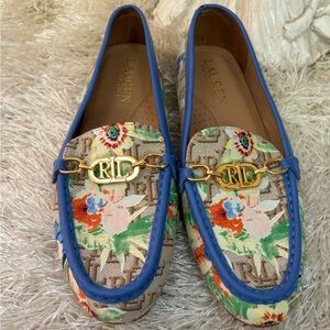 Lauren Ralph Lauren Avery II Floral Monogram Jacquard Loafers - Multicolor